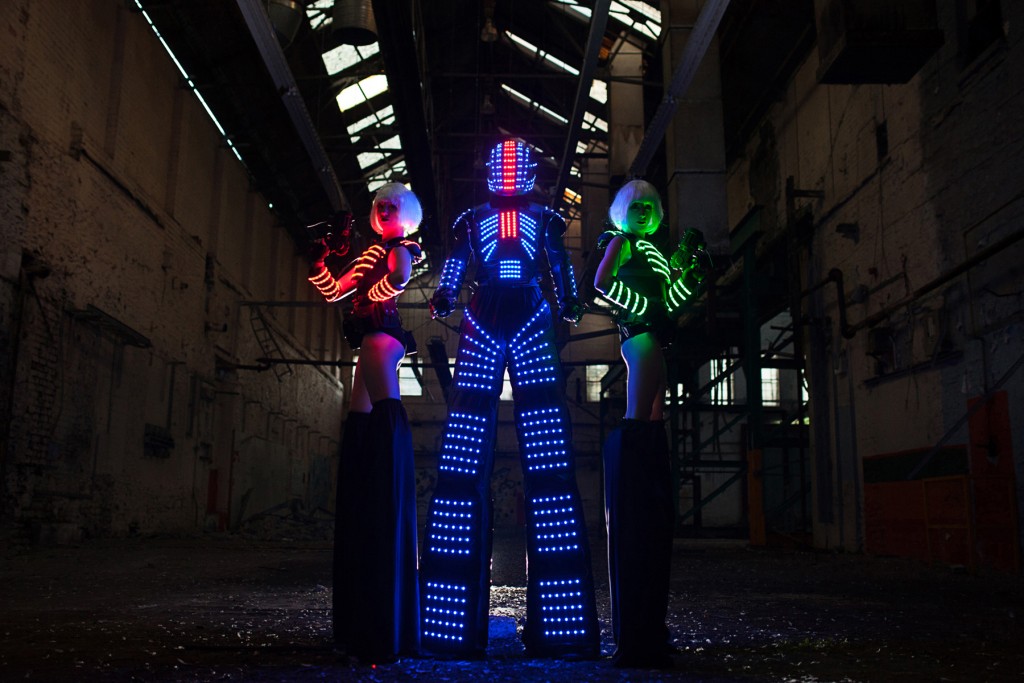 LED stilt walking robot NYE entertainment
